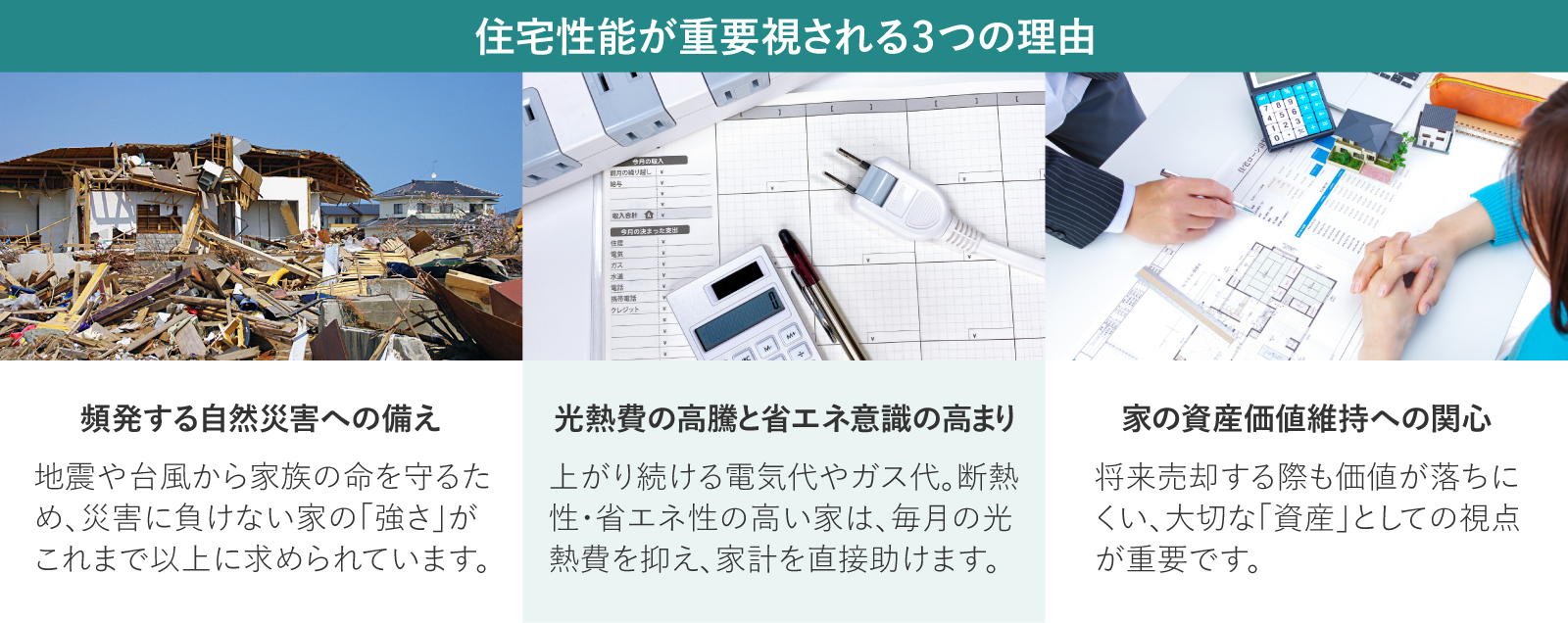 住宅性能が重要視される3つの理由